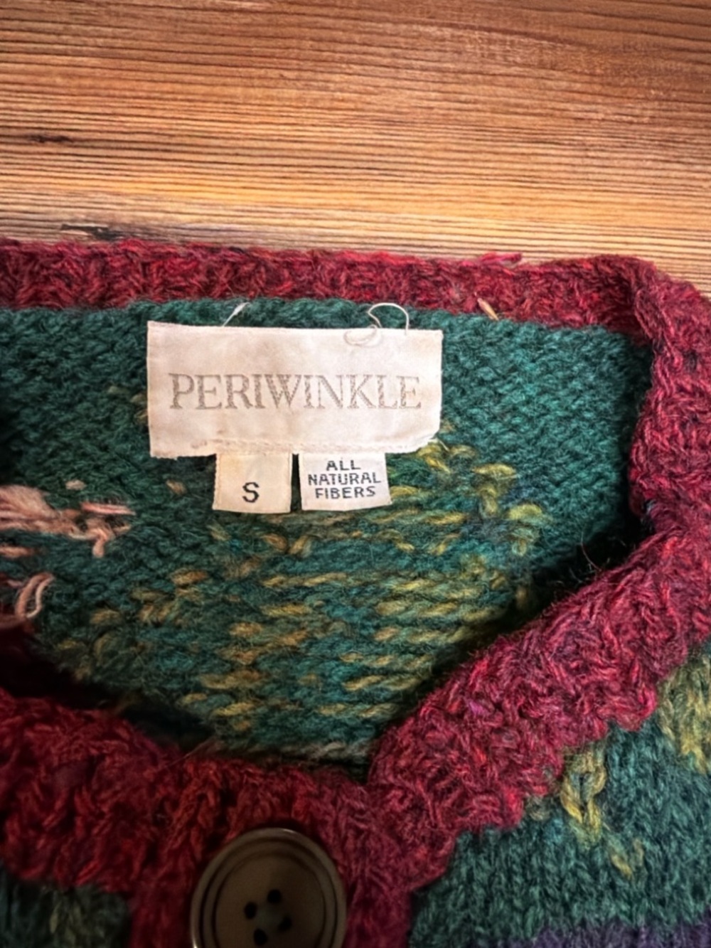 Periwinkle Vintage Style Wool Blend Cardigan Knit Button Front natural fibers - Picture 2 of 3